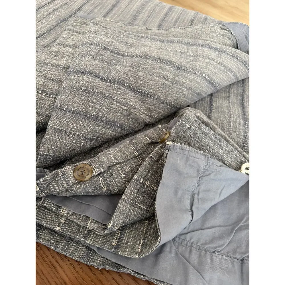 Hearth & Hand Magnolia Textured Stipe Loop F/Q Duvet Cover Set Gray new #92726